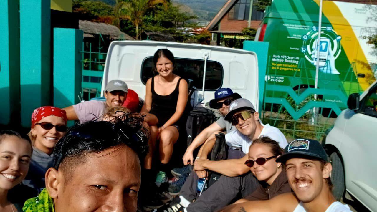 Trekking group beginning their journey